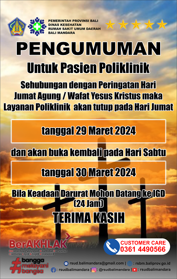 PENGUMUMAN LIBUR PERINGATAN HARI JUMAT AGUNG / WAFAT YESUS KRISTUS